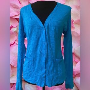 EXPRESS XS long sleeve cardigan top color blue 
ID#90257
60% COTTON